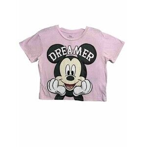 Mickey & Minnie Crop Top Disney Cropped T-shirt Slim Top Tee Short Sleeve Summer
